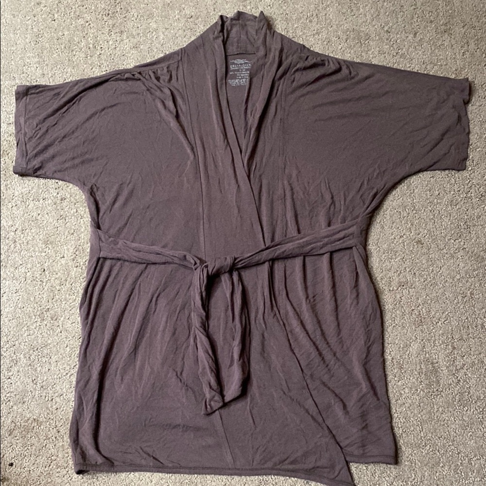 Dreamsacks Bamboo S/M Short Sleeved Brown Pleated Kimono Wrap Spring Fall